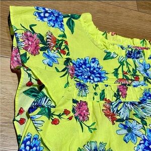 LOFT Neon Yellow Floral Garden Party Blouse 🌺 Size Small